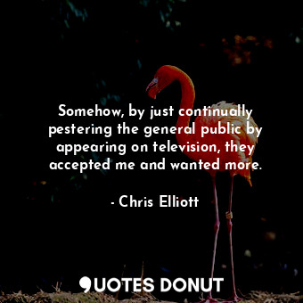  Somehow, by just continually pestering the general public by appearing on televi... - Chris Elliott - Quotes Donut