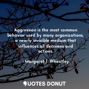 Aggression is the most common behavior used by many organizations, a nearly invisible medium that influences all decisions and actions.