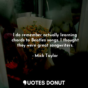 I do remember actually learning chords to Beatles songs. I thought they were great songwriters.