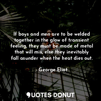 If boys and men are to be welded together in the glow of transient feeling, they must be made of metal that will mix, else they inevitably fall asunder when the heat dies out.