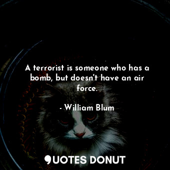  A terrorist is someone who has a bomb, but doesn&#39;t have an air force.... - William Blum - Quotes Donut