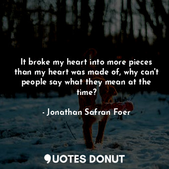  It broke my heart into more pieces than my heart was made of, why can't people s... - Jonathan Safran Foer - Quotes Donut