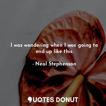 I was wondering when I was going to end up like this.... - Neal Stephenson - Quotes Donut