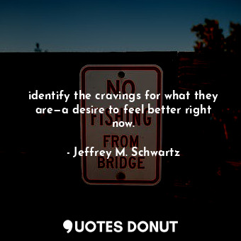  identify the cravings for what they are—a desire to feel better right now.... - Jeffrey M. Schwartz - Quotes Donut