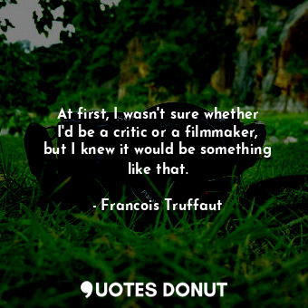 At first, I wasn&#39;t sure whether I&#39;d be a critic or a filmmaker, but I kn... - Francois Truffaut - Quotes Donut