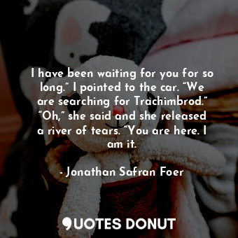  I have been waiting for you for so long.” I pointed to the car. “We are searchin... - Jonathan Safran Foer - Quotes Donut