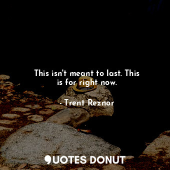  This isn&#39;t meant to last. This is for right now.... - Trent Reznor - Quotes Donut