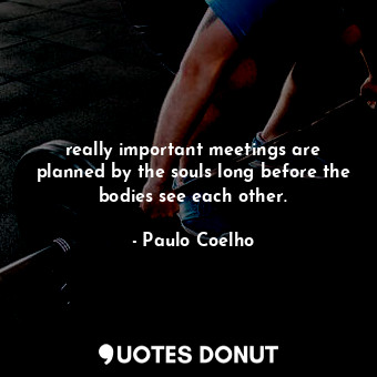  really important meetings are planned by the souls long before the bodies see ea... - Paulo Coelho - Quotes Donut
