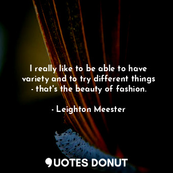  I really like to be able to have variety and to try different things - that&#39;... - Leighton Meester - Quotes Donut