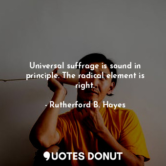 Universal suffrage is sound in principle. The radical element is right.