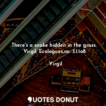  There's a snake hidden in the grass. Virgil. Ecologues,no. 3.1.1o8... - Virgil - Quotes Donut