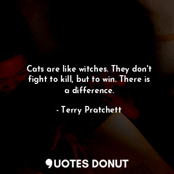  Cats are like witches. They don't fight to kill, but to win. There is a differen... - Terry Pratchett - Quotes Donut