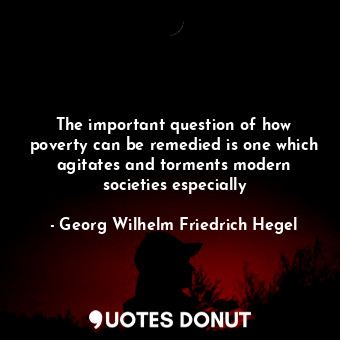  The important question of how poverty can be remedied is one which agitates and ... - Georg Wilhelm Friedrich Hegel - Quotes Donut