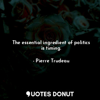 The essential ingredient of politics is timing.