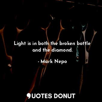  Light is in both the broken bottle and the diamond.... - Mark Nepo - Quotes Donut