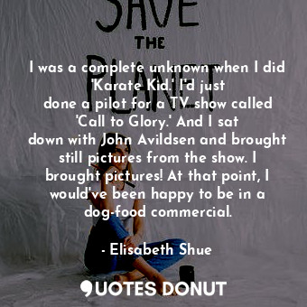  I was a complete unknown when I did &#39;Karate Kid.&#39; I&#39;d just done a pi... - Elisabeth Shue - Quotes Donut