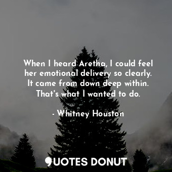 When I heard Aretha, I could feel her emotional delivery so clearly. It came from down deep within. That&#39;s what I wanted to do.