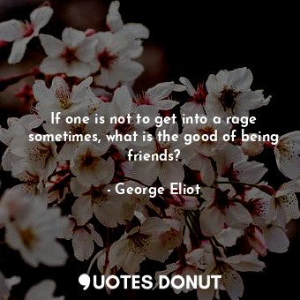  If one is not to get into a rage sometimes, what is the good of being friends?... - George Eliot - Quotes Donut