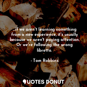  ...if we aren't learning something from a new experience, it's usually because w... - Tom Robbins - Quotes Donut