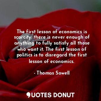 The first lesson of economics is scarcity: there is never enough of anything to fully satisfy all those who want it. The first lesson of politics is to disregard the first lesson of economics.