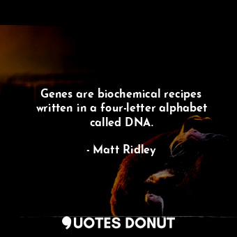 Genes are biochemical recipes written in a four-letter alphabet called DNA.