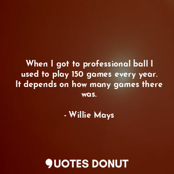When I got to professional ball I used to play 150 games every year. It depends on how many games there was.