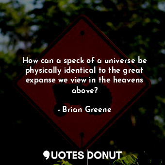  How can a speck of a universe be physically identical to the great expanse we vi... - Brian Greene - Quotes Donut