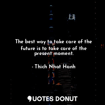  The best way to take care of the future is to take care of the present moment.... - Thich Nhat Hanh - Quotes Donut