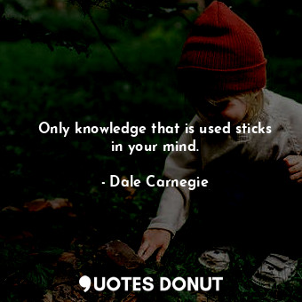 Only knowledge that is used sticks in your mind.