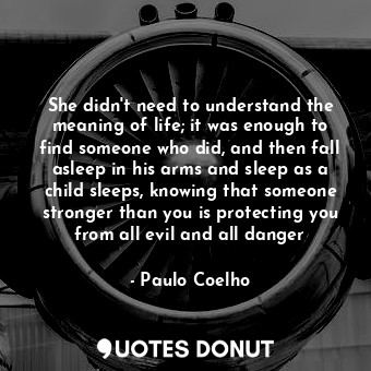  She didn't need to understand the meaning of life; it was enough to find someone... - Paulo Coelho - Quotes Donut