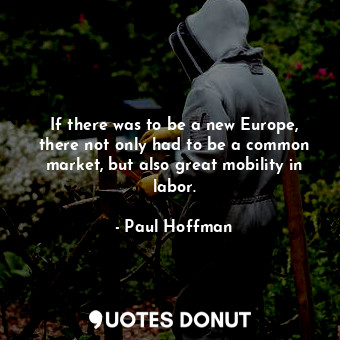  If there was to be a new Europe, there not only had to be a common market, but a... - Paul Hoffman - Quotes Donut