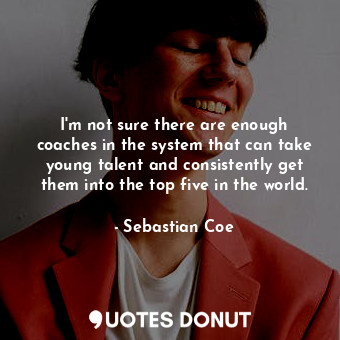  I&#39;m not sure there are enough coaches in the system that can take young tale... - Sebastian Coe - Quotes Donut