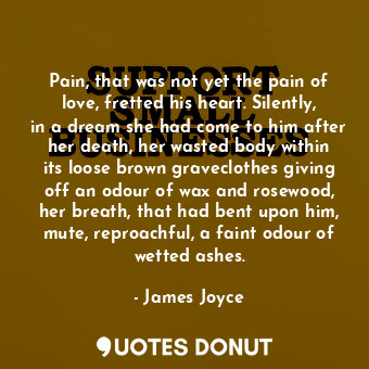  Pain, that was not yet the pain of love, fretted his heart. Silently, in a dream... - James Joyce - Quotes Donut