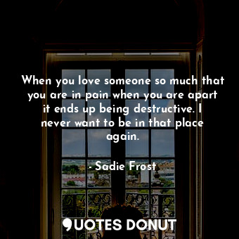  When you love someone so much that you are in pain when you are apart it ends up... - Sadie Frost - Quotes Donut