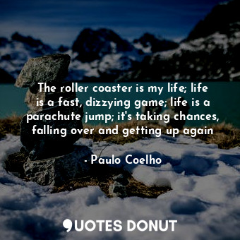 The roller coaster is my life; life is a fast, dizzying game; life is a parachute jump; it's taking chances, falling over and getting up again