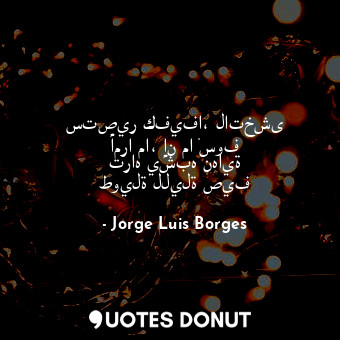  ستصير كفيفا، لاتخشى أمرا ما، إن ما ‏سوف تراه يشبه نهاية طويلة لليلة صيف... - Jorge Luis Borges - Quotes Donut