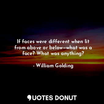 If faces were different when lit from above or below—what was a face? What was anything?