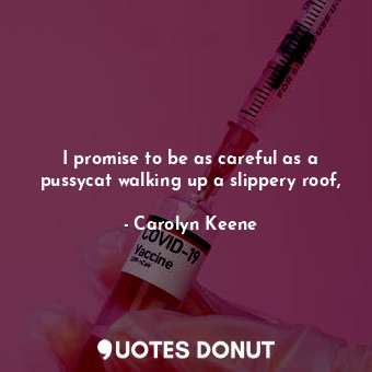 I promise to be as careful as a pussycat walking up a slippery roof,