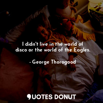 I didn&#39;t live in the world of disco or the world of the Eagles.