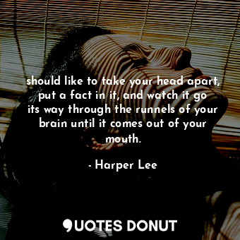 should like to take your head apart, put a fact in it, and watch it go its way through the runnels of your brain until it comes out of your mouth.