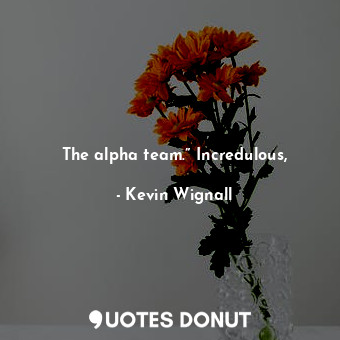 The alpha team.” Incredulous,