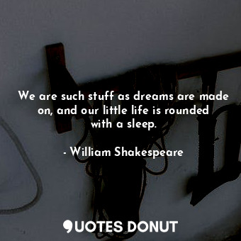 We are such stuff as dreams are made on, and our little life is rounded with a sleep.