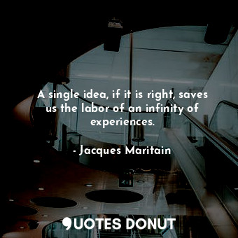  A single idea, if it is right, saves us the labor of an infinity of experiences.... - Jacques Maritain - Quotes Donut