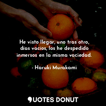  He visto llegar, uno tras otro, días vacíos, los he despedido inmersos en la mis... - Haruki Murakami - Quotes Donut