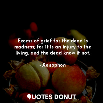  Excess of grief for the dead is madness; for it is an injury to the living, and ... - Xenophon - Quotes Donut