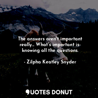  The answers aren't important really... What's important is- knowing all the ques... - Zilpha Keatley Snyder - Quotes Donut