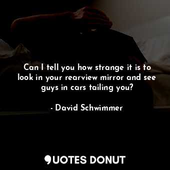  Can I tell you how strange it is to look in your rearview mirror and see guys in... - David Schwimmer - Quotes Donut