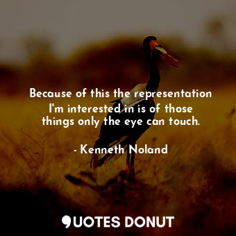  Because of this the representation I&#39;m interested in is of those things only... - Kenneth Noland - Quotes Donut