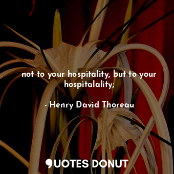 not to your hospitality, but to your hospitalality;