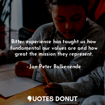  Bitter experience has taught us how fundamental our values are and how great the... - Jan Peter Balkenende - Quotes Donut